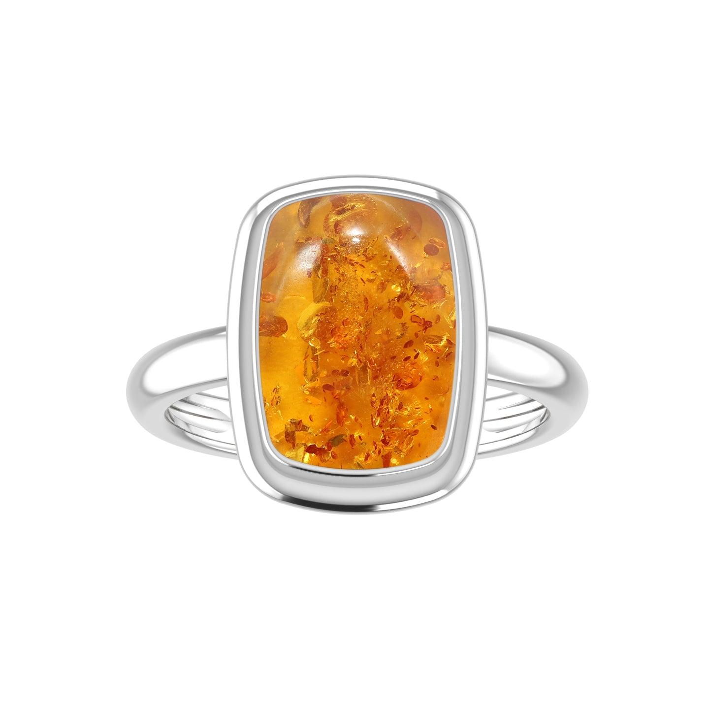 Natural Amber Gemstone Ring 925 Sterling Silver Ring Handmade Jewelry Pack of 6 - (Box 3)