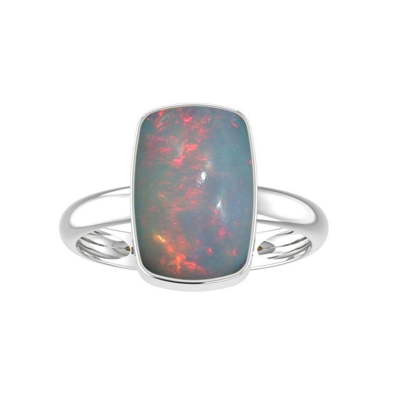 Natural Ethiopian Opal Rings for Women in Sterling Silver (Pack of 4, Bezel-Set)