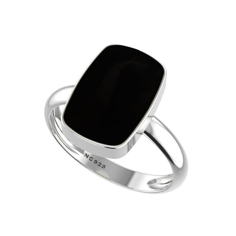 Natural Black Onyx Rings for Women in Sterling Silver (Pack of 4, Bezel-Set)