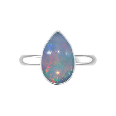 Natural Ethiopian Opal Rings for Women in Sterling Silver (Pack of 4, Bezel-Set)