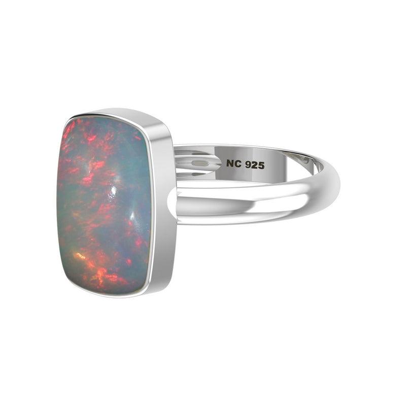 Natural Ethiopian Opal Rings for Women in Sterling Silver (Pack of 4, Bezel-Set)