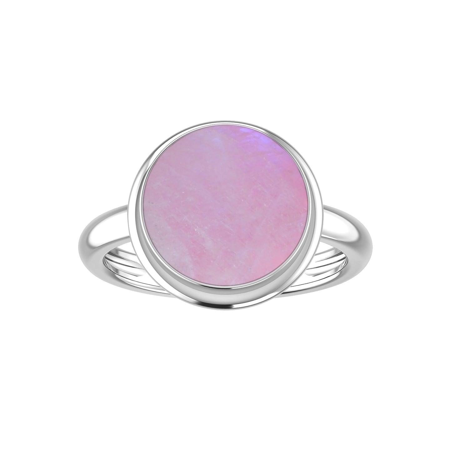 Natural Pink Moonstone Ring 925 Sterling Silver Bezel Set Handmade Jewelry Pack of 6 (Box 4)