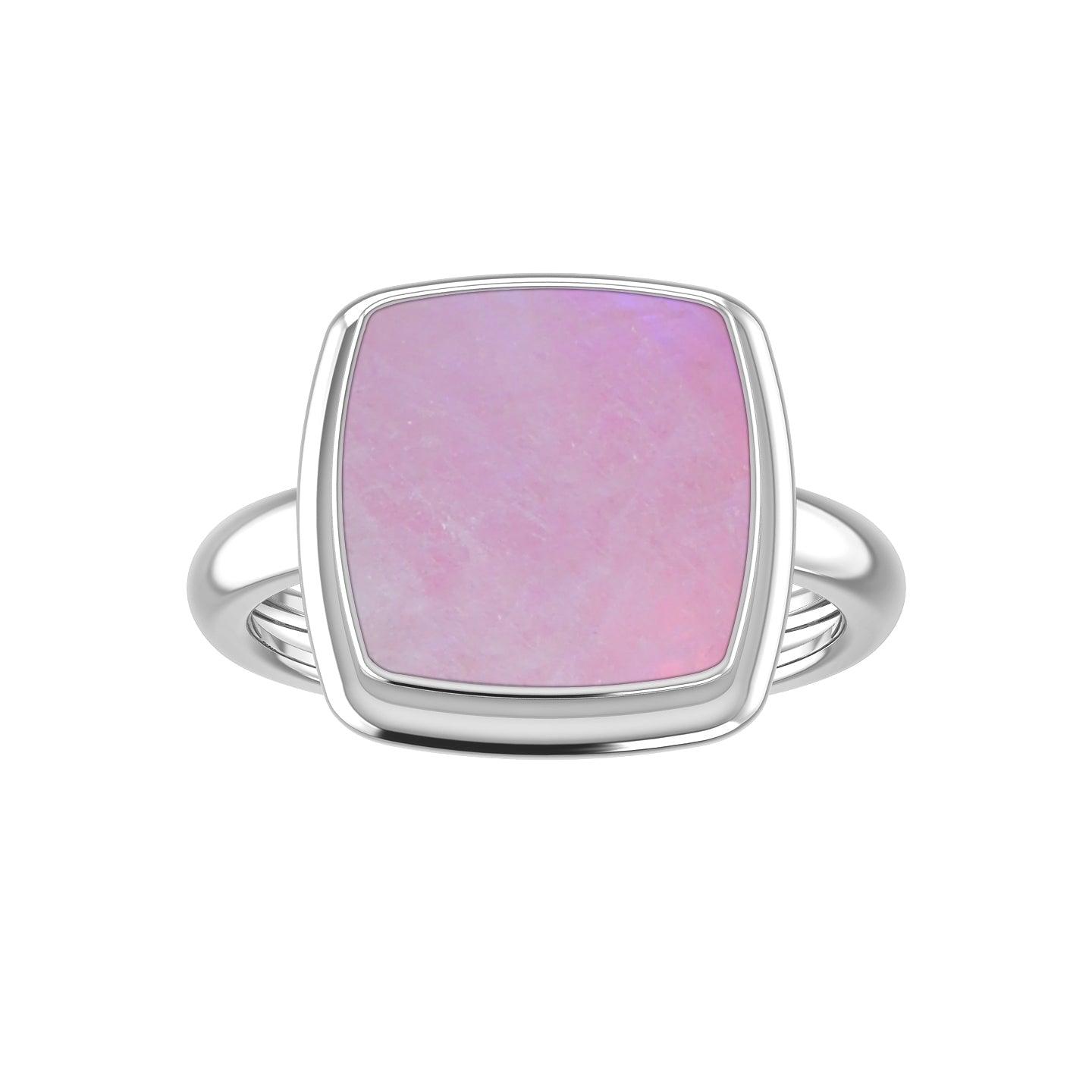 Natural Pink Moonstone Ring 925 Sterling Silver Bezel Set Handmade Jewelry Pack of 6 (Box 4)
