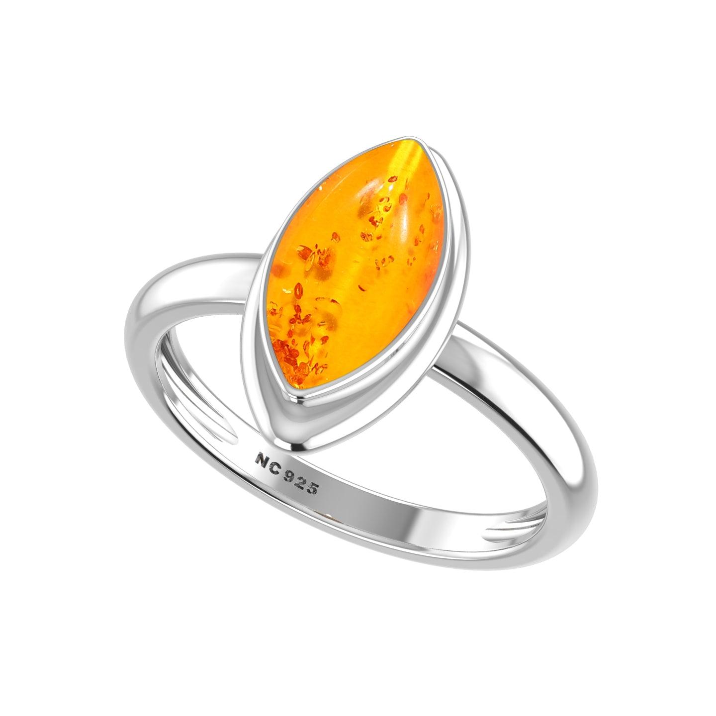 Natural Amber Gemstone Ring 925 Sterling Silver Ring Handmade Jewelry Pack of 6 - (Box 3)