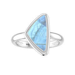 Natural Rainbow Moonstone Ring 925 Sterling Silver Bezel Set Handmade Jewelry Pack of 6 - (Box 4)