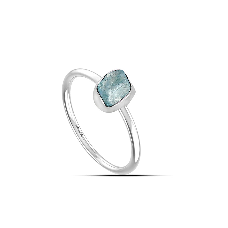 Aquamarine stackable bezel-set ring