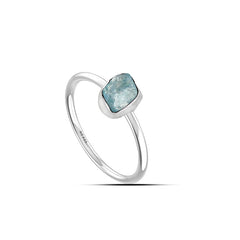 Aquamarine stackable bezel-set ring