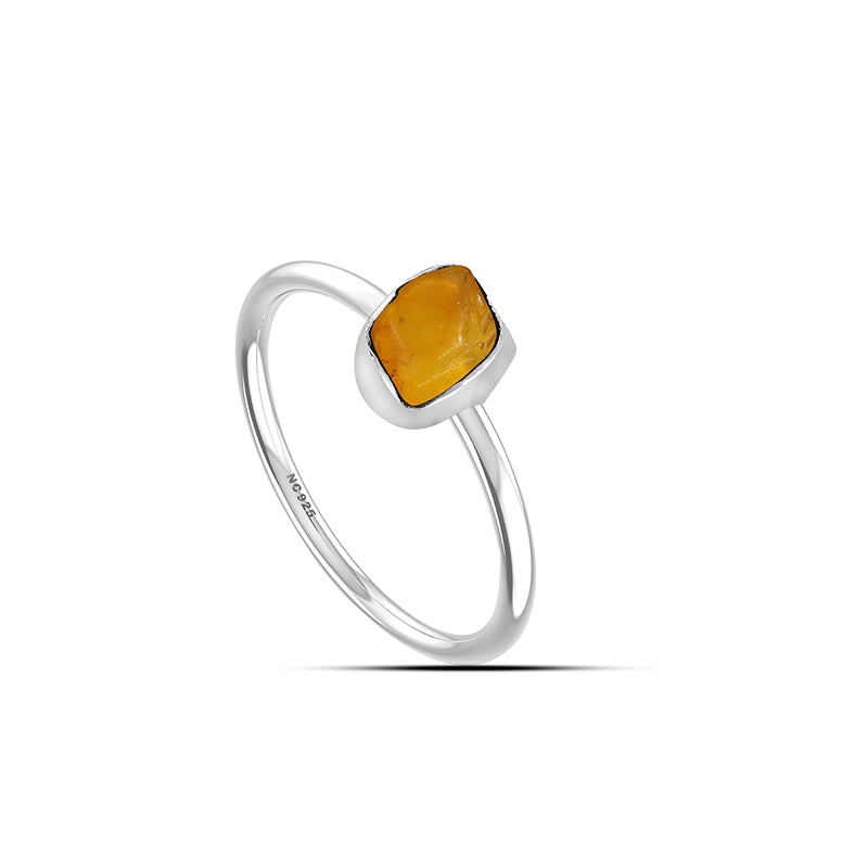 Amber stackable bezel-set ring