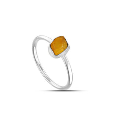 Amber stackable bezel-set ring