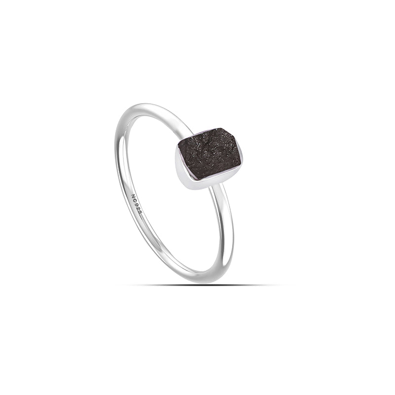 Shungite stackable bezel-set ring