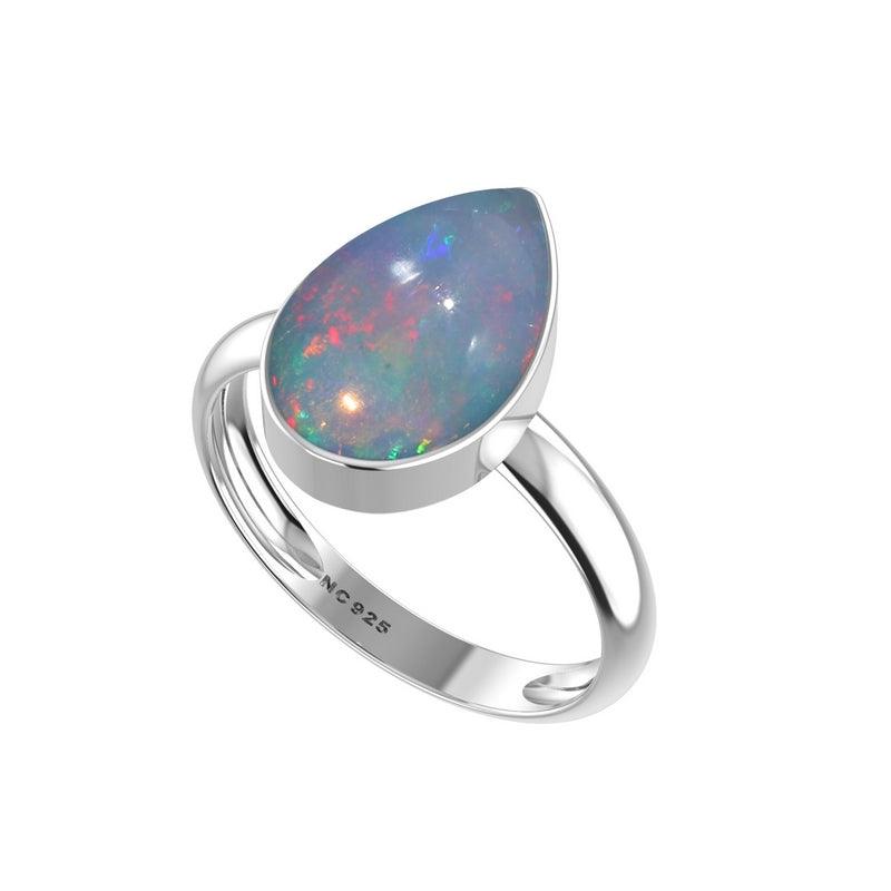 Natural Ethiopian Opal Rings for Women in Sterling Silver (Pack of 4, Bezel-Set)