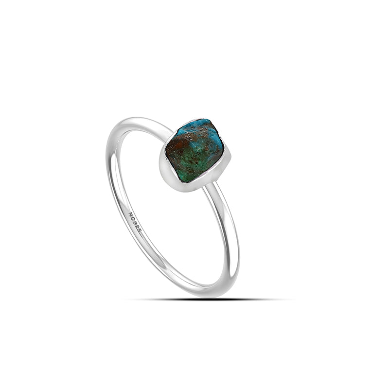 Chrysocolla stackable bezel-set ring