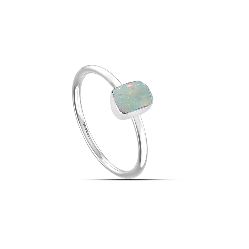 Ethiopian Opal stackable bezel-set ring