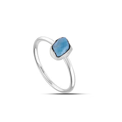 Larimar stackable bezel-set ring