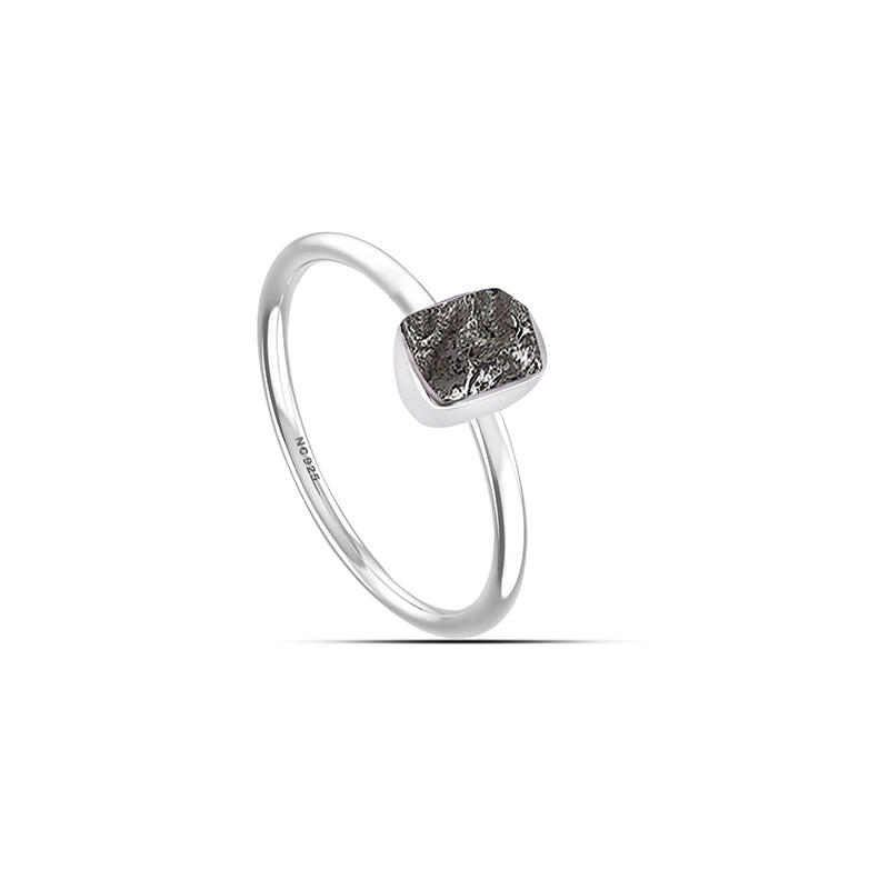 Meteorite stackable bezel-set ring