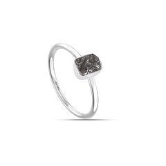 Meteorite stackable bezel-set ring