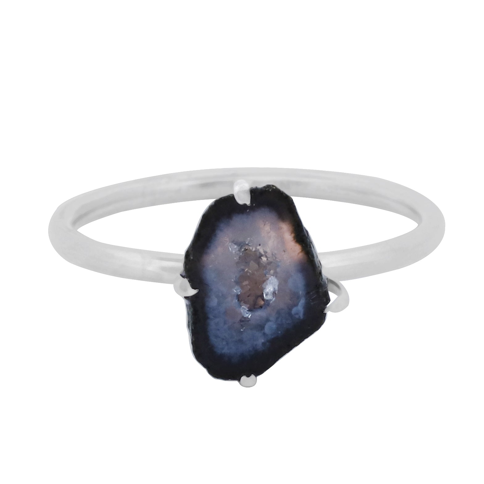 Geode stackable bezel-set ring