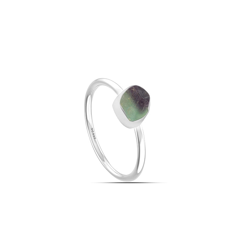 Fluorite stackable bezel-set ring