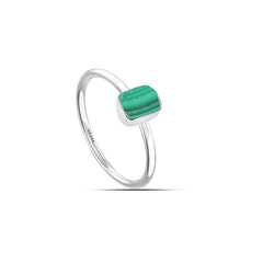 Malachite stackable bezel-set ring