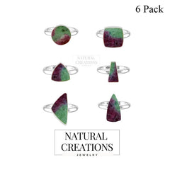 Natural Ruby Zoisite Ring 925 Sterling Silver Bezel Set Handmade Jewelry Pack of 6 - (Box 2)