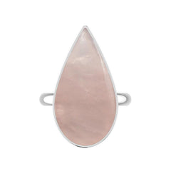 925 Sterling Silver Natural Rose Quartz Ring Bezel Set Handmade Jewelry Pack of 4 - (Box 17)