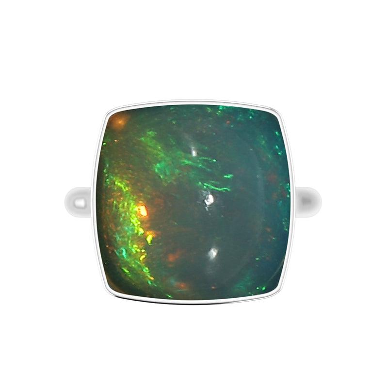 Natural Ethiopian Opal Rings for Women in Sterling Silver (Pack of 6, Bezel-Set)