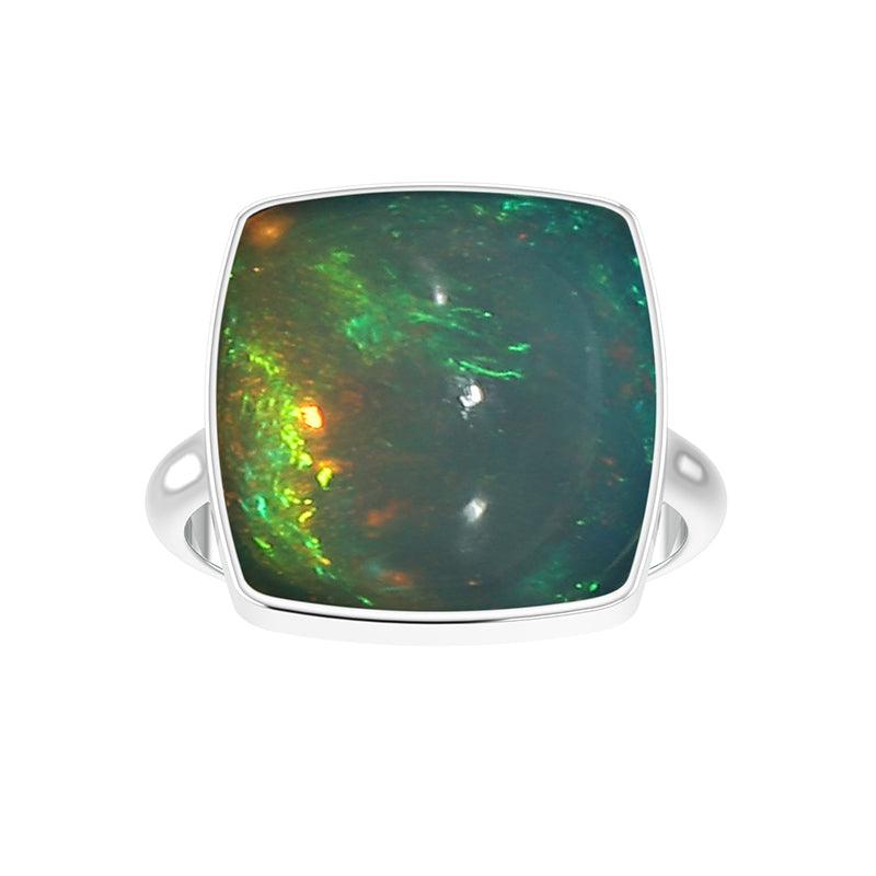 Natural Ethiopian Opal Rings for Women in Sterling Silver (Pack of 6, Bezel-Set)