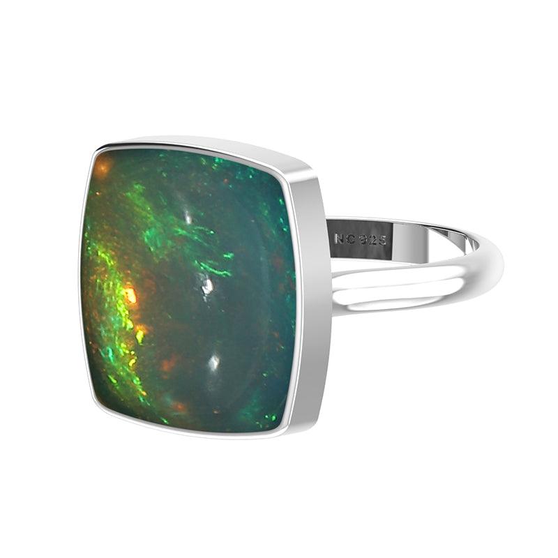 Natural Ethiopian Opal Rings for Women in Sterling Silver (Pack of 6, Bezel-Set)