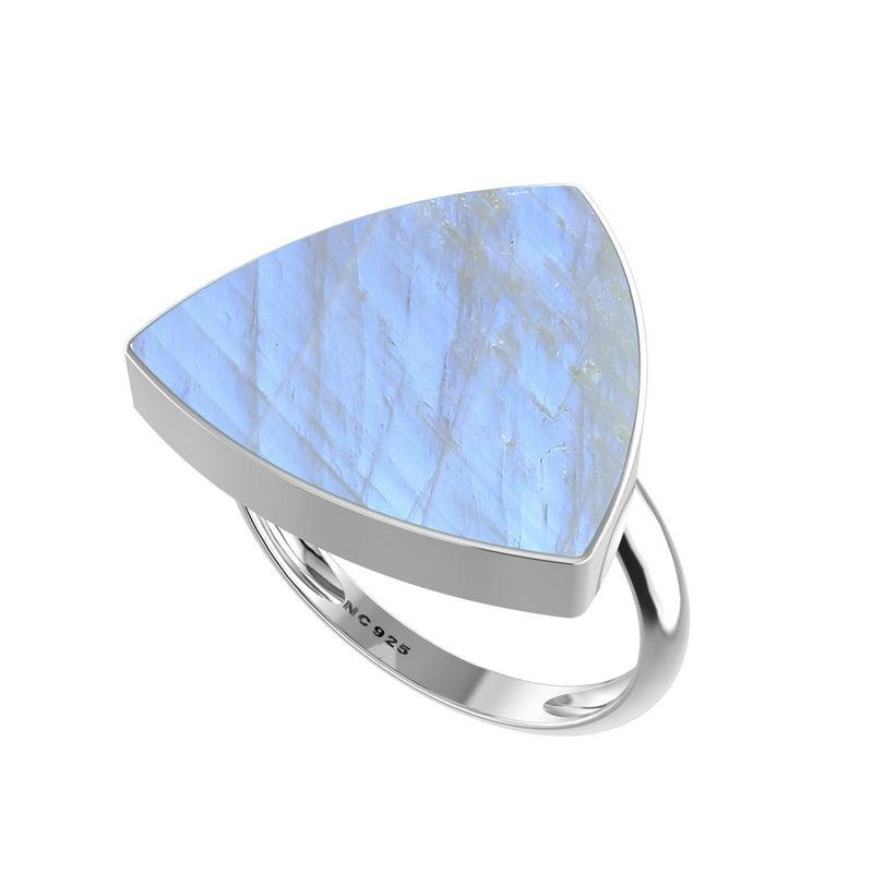 925 Sterling Silver Natural Rainbow Moonstone Ring Bezel Set Jewelry Pack of 3 - (Box 10)
