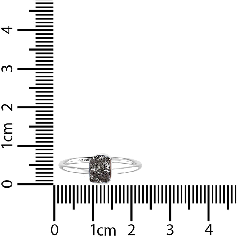 Meteorite stackable bezel-set ring