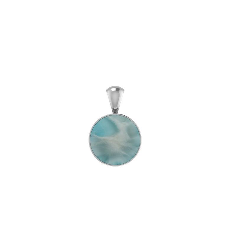 925 Sterling Silver Cab Larimar Necklace Pendant With Chain 18" Bezel Set Jewelry Pack of 3