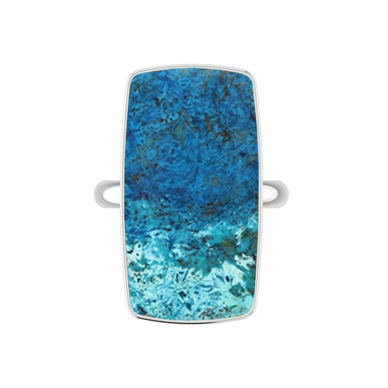 925 Sterling Silver Natural Shattuckite Stone Ring Bezel Set Jewelry Pack of 4 - (Box 17)