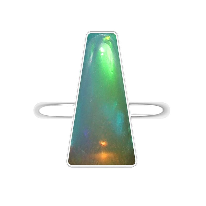 Natural Ethiopian Opal Rings for Women in Sterling Silver (Pack of 6, Bezel-Set)