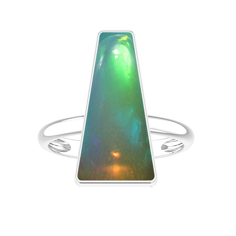 Natural Ethiopian Opal Rings for Women in Sterling Silver (Pack of 6, Bezel-Set)