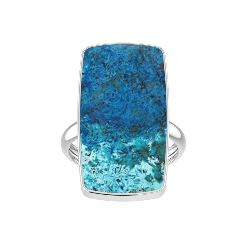 925 Sterling Silver Natural Shattuckite Stone Ring Bezel Set Jewelry Pack of 4 - (Box 17)