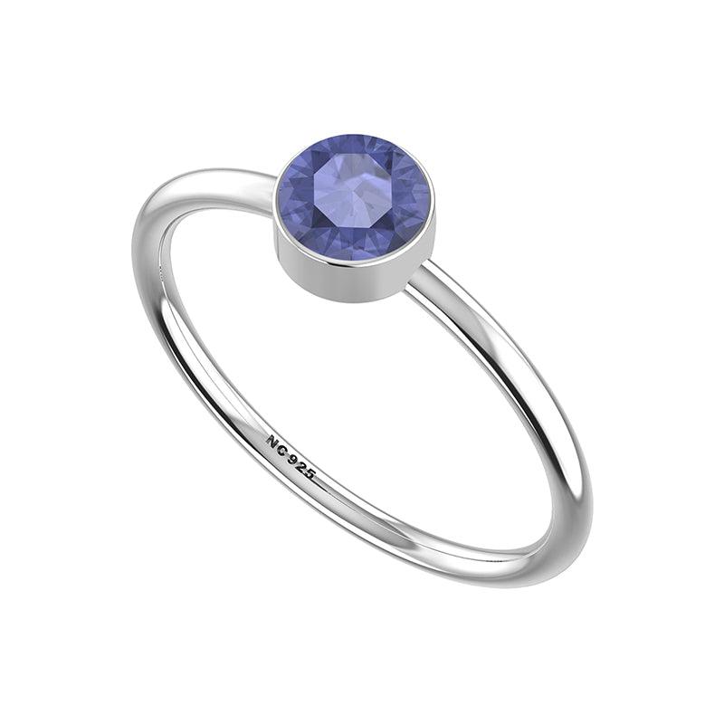 tanzanite stackable bezel-set ring