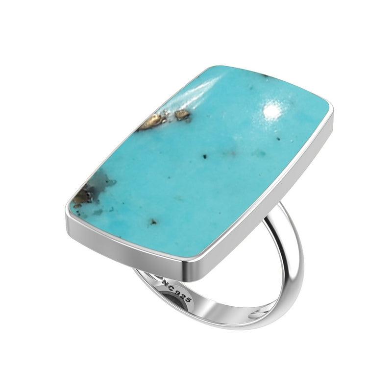 925 Sterling Silver Natural Turquoise Stone Ring Bezel Set Jewelry Pack of 4 - (Box 17)