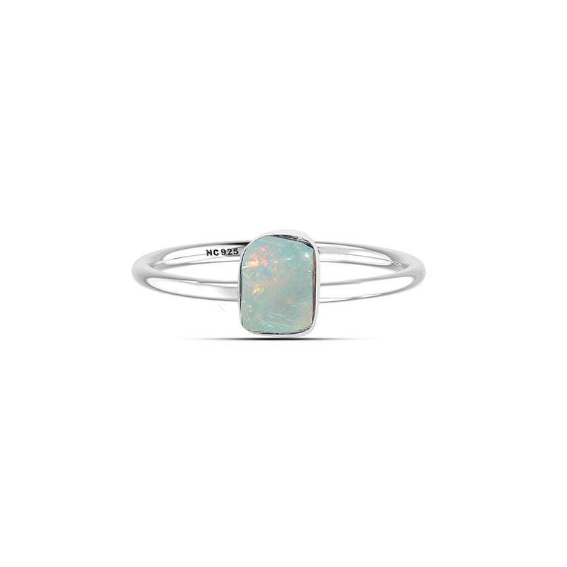 Ethiopian Opal stackable bezel-set ring