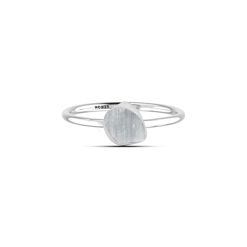 Selenite stackable bezel-set ring