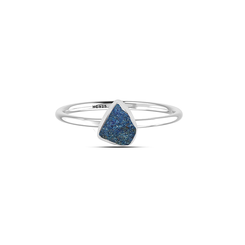 Azurite stackable bezel-set ring