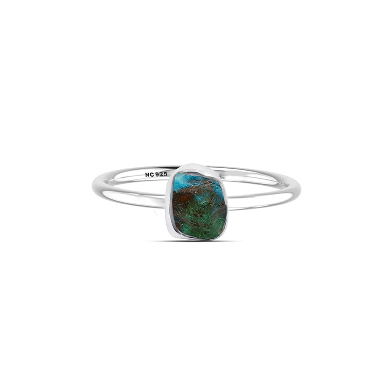 Chrysocolla stackable bezel-set ring