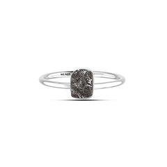 Meteorite stackable bezel-set ring