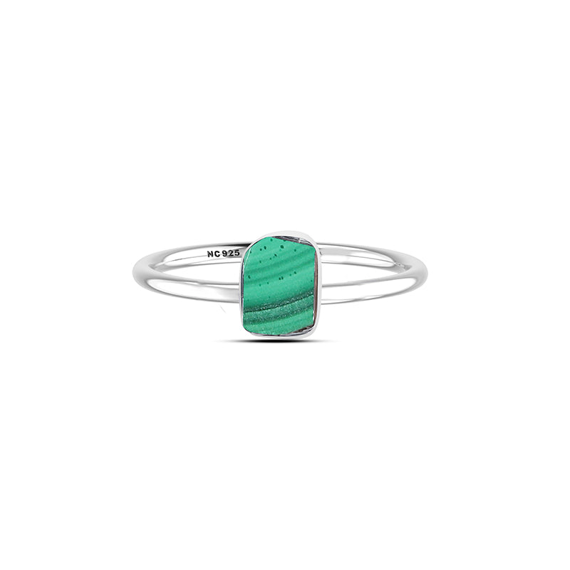 Malachite stackable bezel-set ring