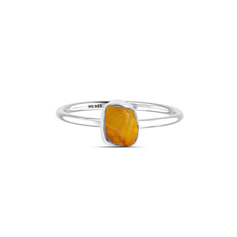 Amber stackable bezel-set ring