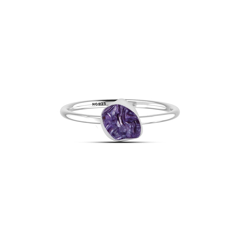 Charoite stackable bezel-set ring