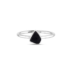 Black Tourmaline stackable bezel-set ring