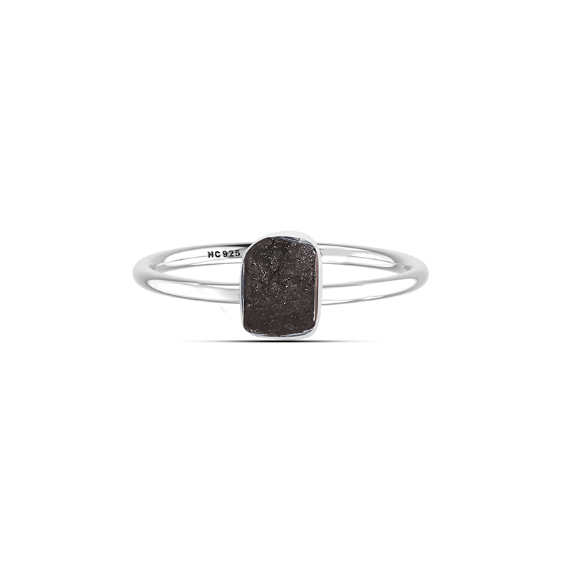 Shungite stackable bezel-set ring