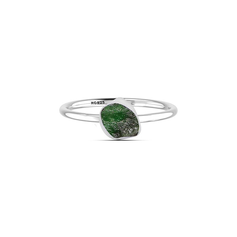 Emerald stackable bezel-set ring