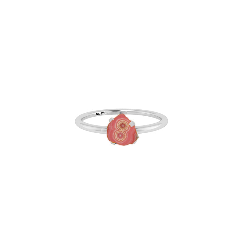 Rhodochrosite stackable bezel-set ring