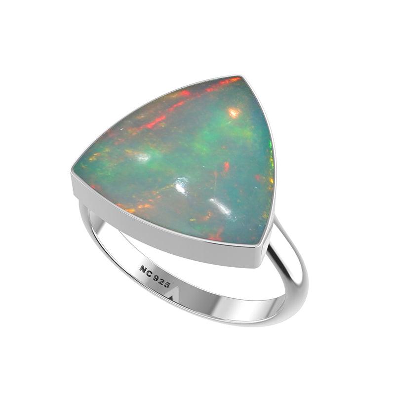 Natural Ethiopian Opal Rings for Women in Sterling Silver (Pack of 6, Bezel-Set)